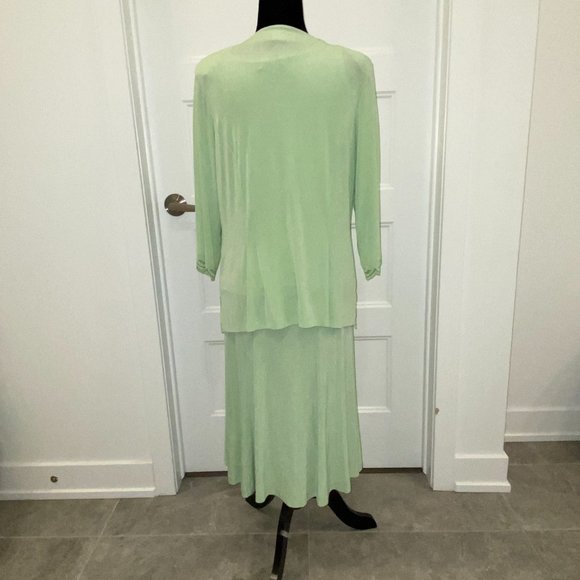 4 pcs outfit Skirt Pants Top & Cardigan Light Green Floral size Small Picadilly - Picture 5 of 13